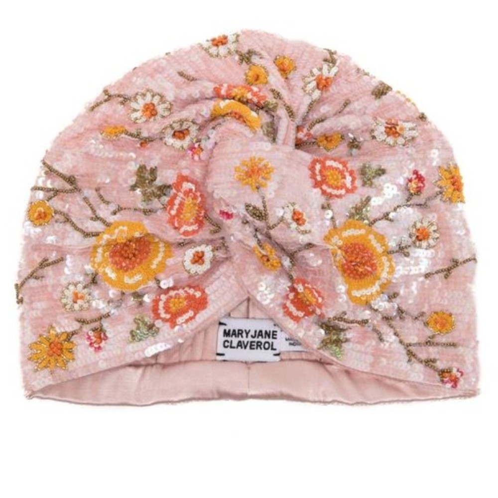 MARY JANE CLAVEROL Pink Samba Sequins Turban New with Tags NWT